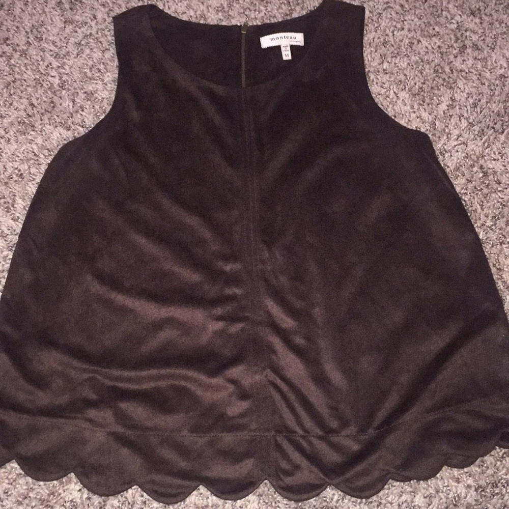 Cute brown suede scallop tank